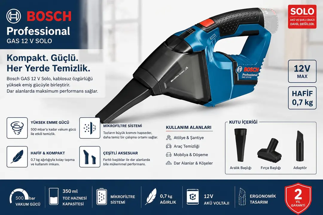 Ürün görseli: BOSCH GAS 12V SOLO SÜPÜRGE 06019E3000