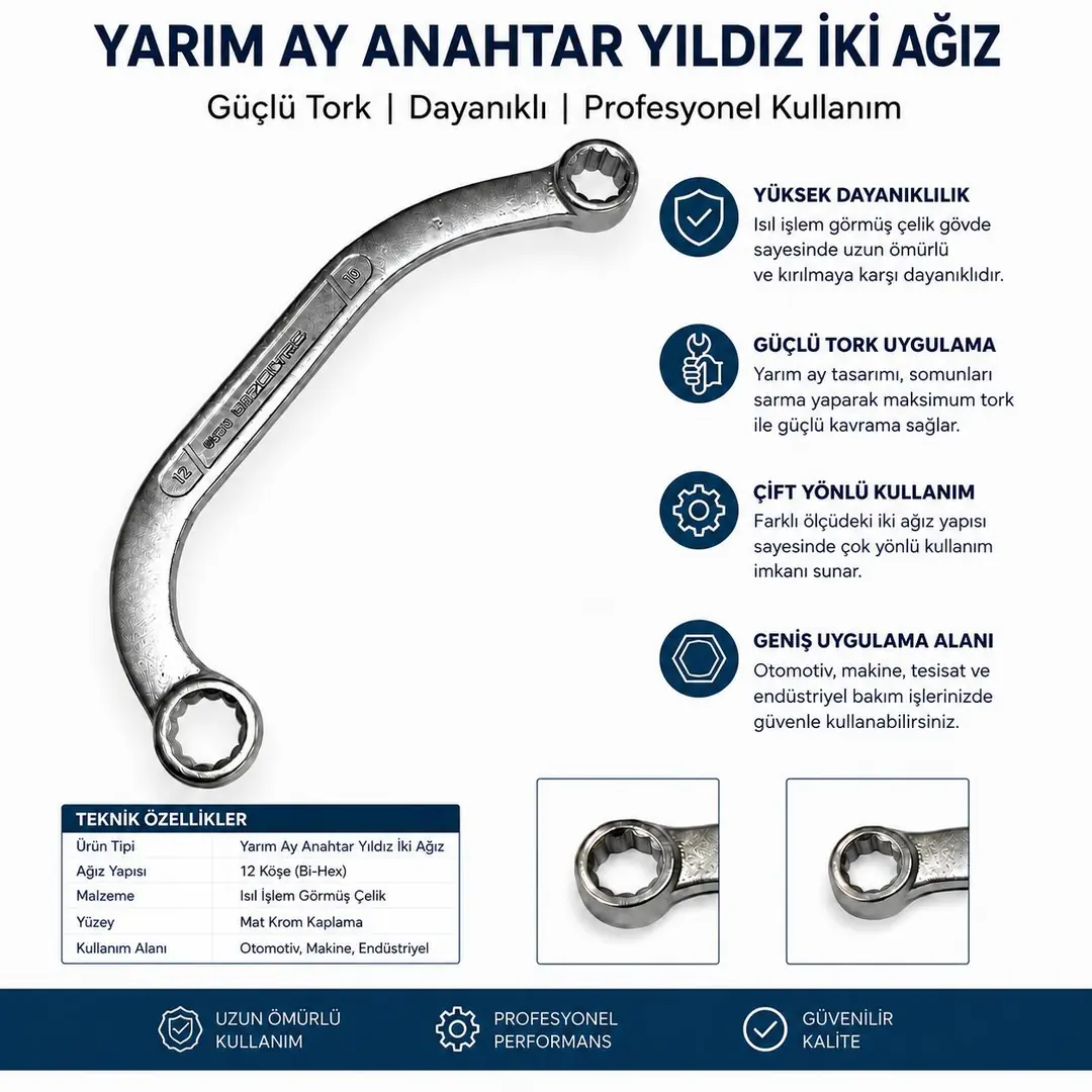 İZELTAŞ YARIM AY ANAHTAR YILDIZ İKİ AĞIZ 10x11 0530041011