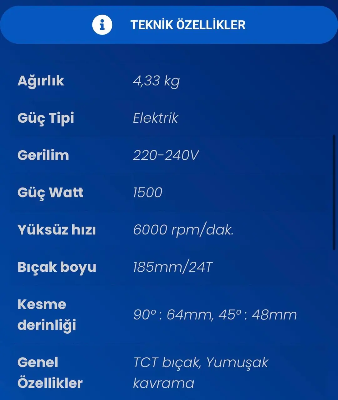 STECH END SDT185 ELEKTRİKLİ DAİRE TESTERE 1500W