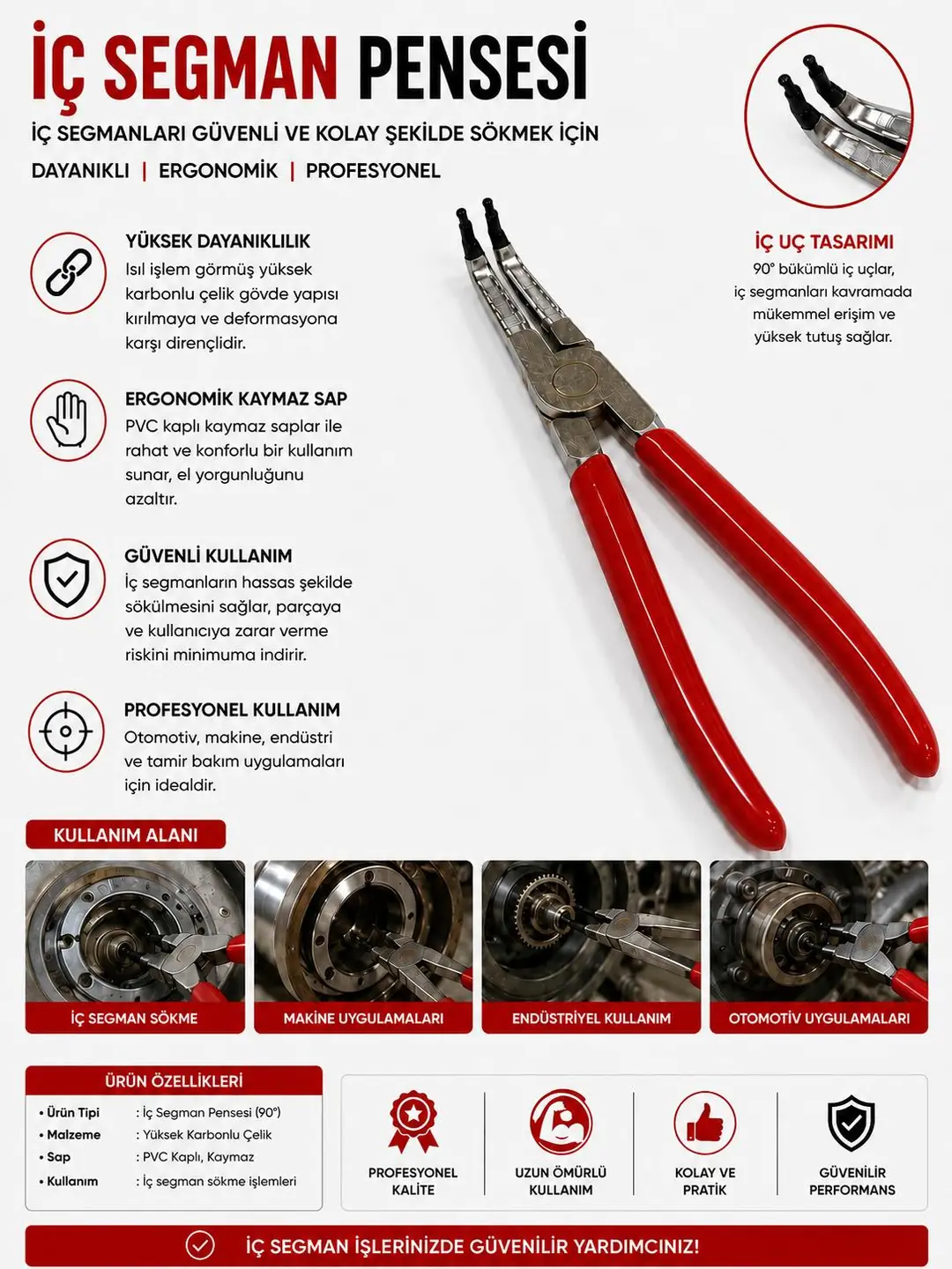 İZELTAŞ İÇ SEGMAN PENSESİ EĞRİ 130 mm 3331120130
