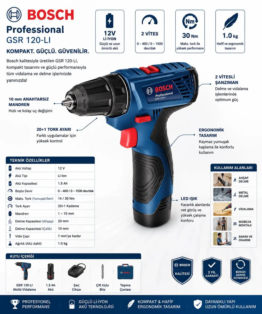 BOSCH GSR 120-LI ŞARJLI MATKAP 06019F7001