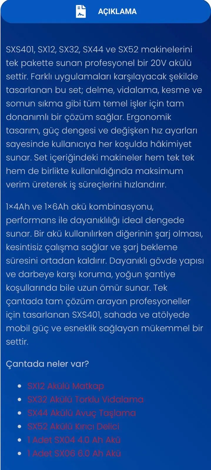 STECH END SXS401 20 V 4 LÜ AKÜLÜ SET