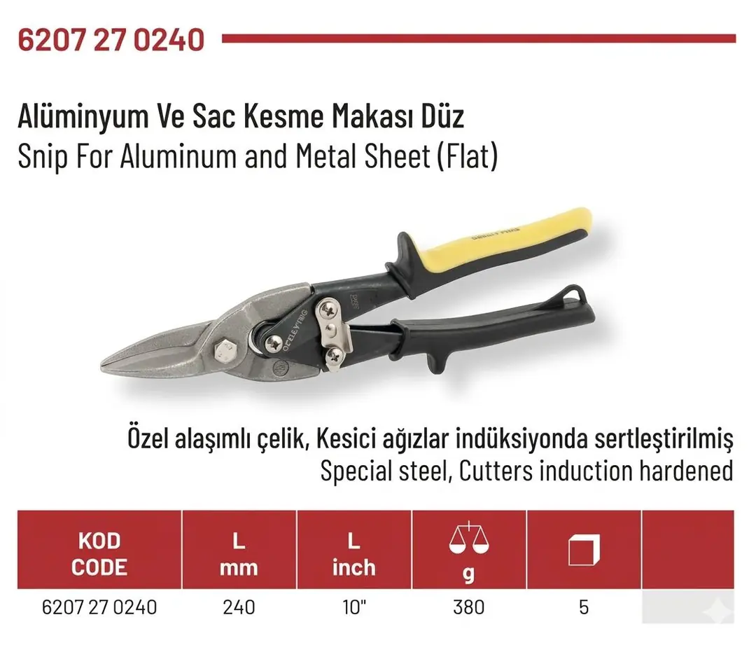 İZELTAŞ ALÜMİNYUM SAC KESME MAKASI DÜZ 6207270240