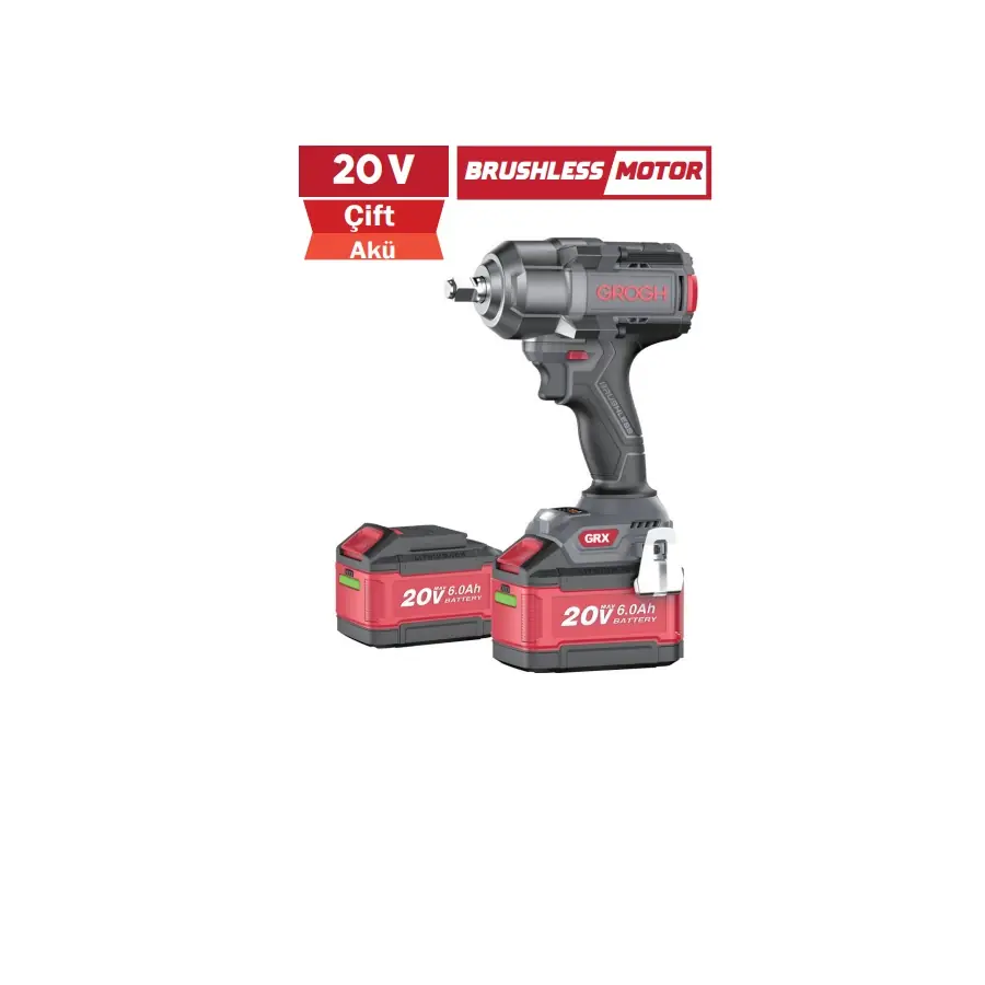 GROGH KÖMÜRSÜZ AKÜLÜ DARBELİ SOMUN SIKMA 2*6.0 AH 20V GRX2044-6 BMC