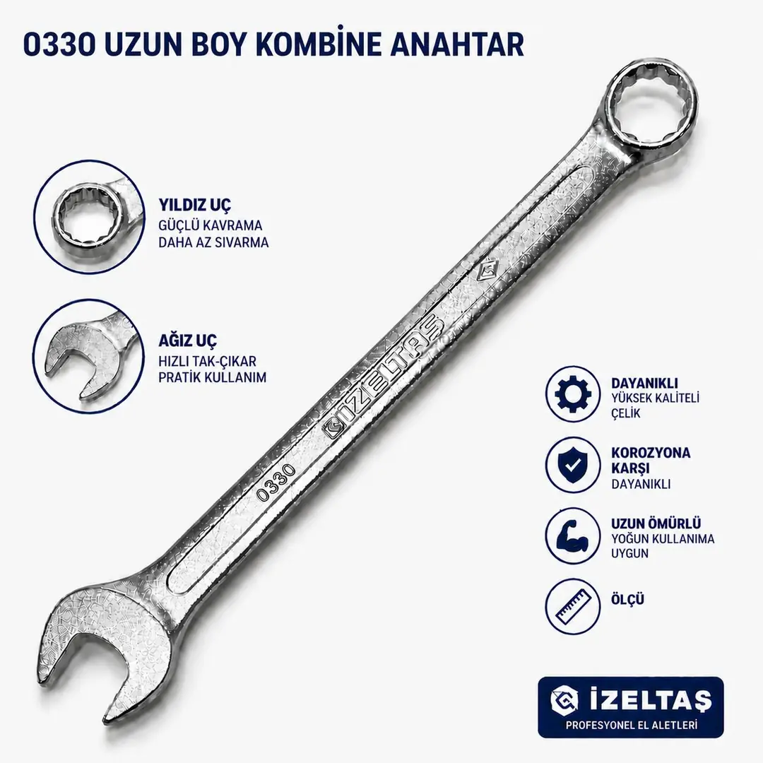 İZELTAŞ UZUN KOMBİNE ANAHTAR 9 mm 0330020009