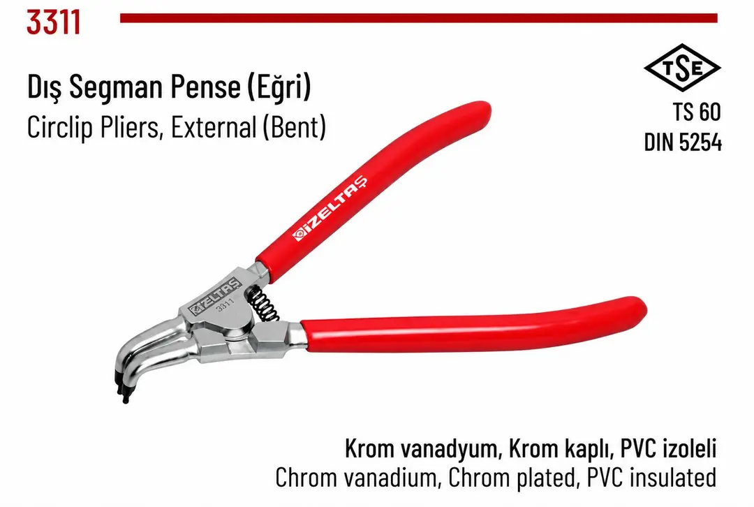 İZELTAŞ DIŞ SEGMAN PENSESİ EĞRİ 125 mm 3311120125