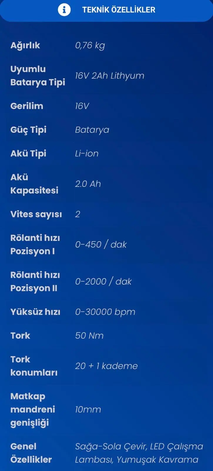 STECH END SX16 2X2 0 AH KÖMÜRSÜZ AKÜLÜ MATKAP 16V