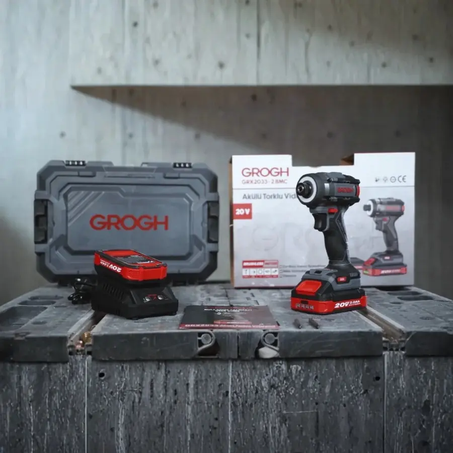GROGH KÖMÜRSÜZ AKÜLÜ TORKLU VİDALAMA 2*2.0 AH 20V GRX2033-2 BMC