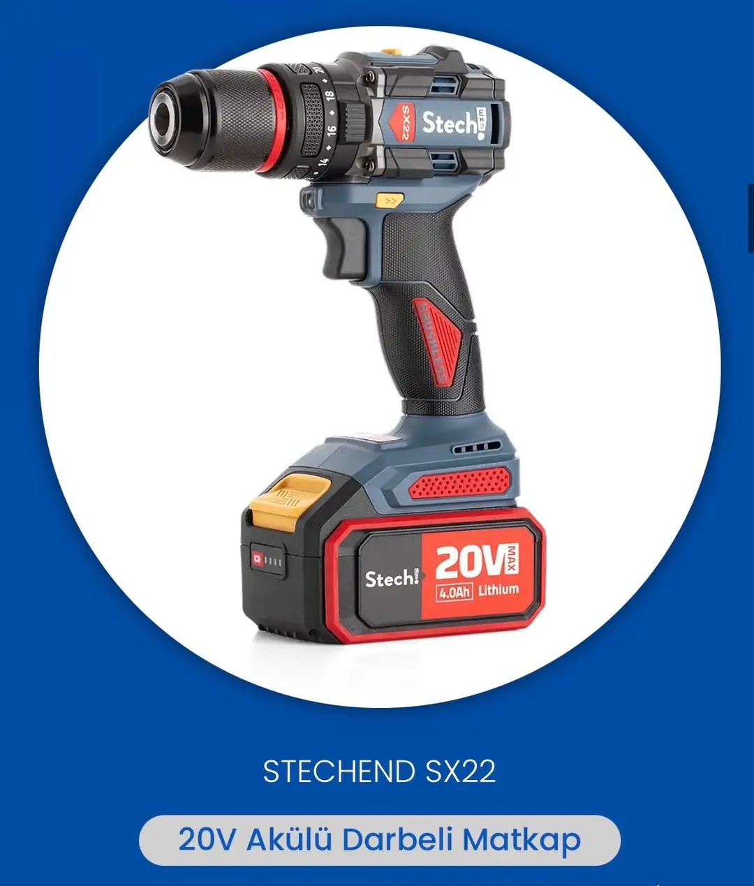Ürün: STECH END SX22 2x4 0 AH AKÜLÜ KÖMÜRSÜZ DARBELİ MATKAP