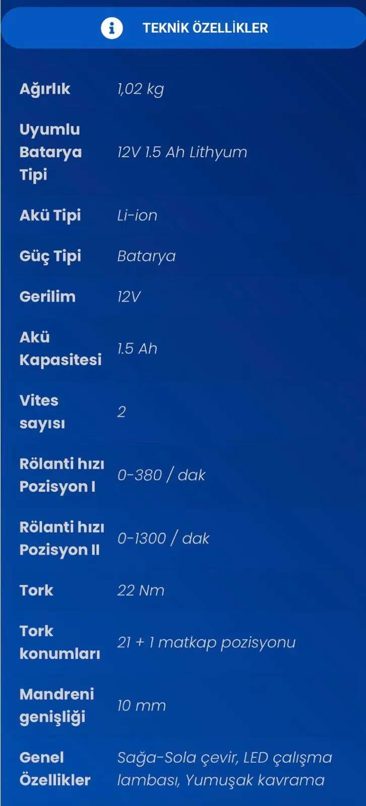 STECH END SAM216 16V AKÜLÜ MATKAP 2x1 5 AH
