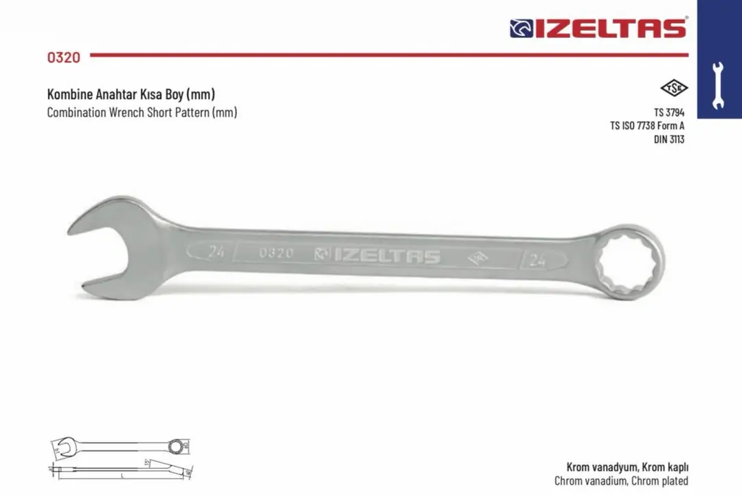 İZELTAŞ KISA KOMBİNE ANAHTAR 29 mm 0320020029