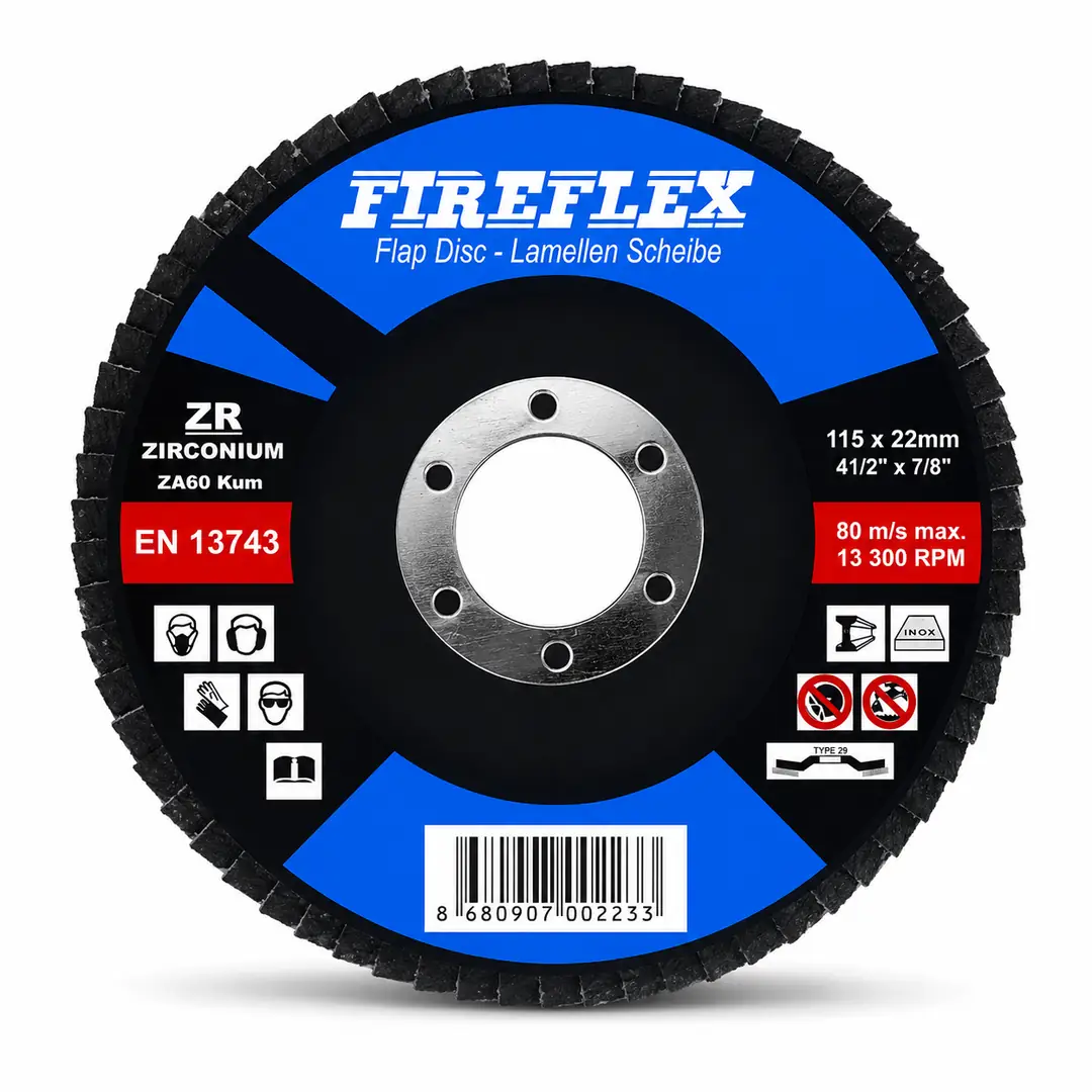 Ürün görseli: FİREFLLEX ZİRKONYUM FLAP DİSK 115-22 MM 60 KUM 