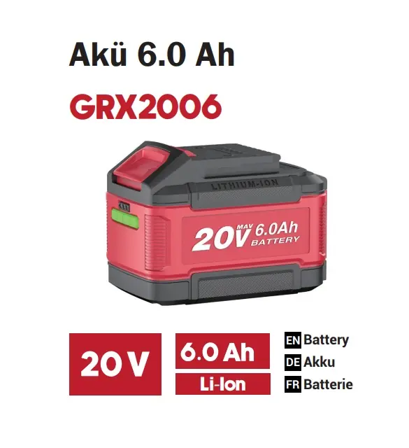 GROGH 6.0 AH 20V AKÜ GRX2006