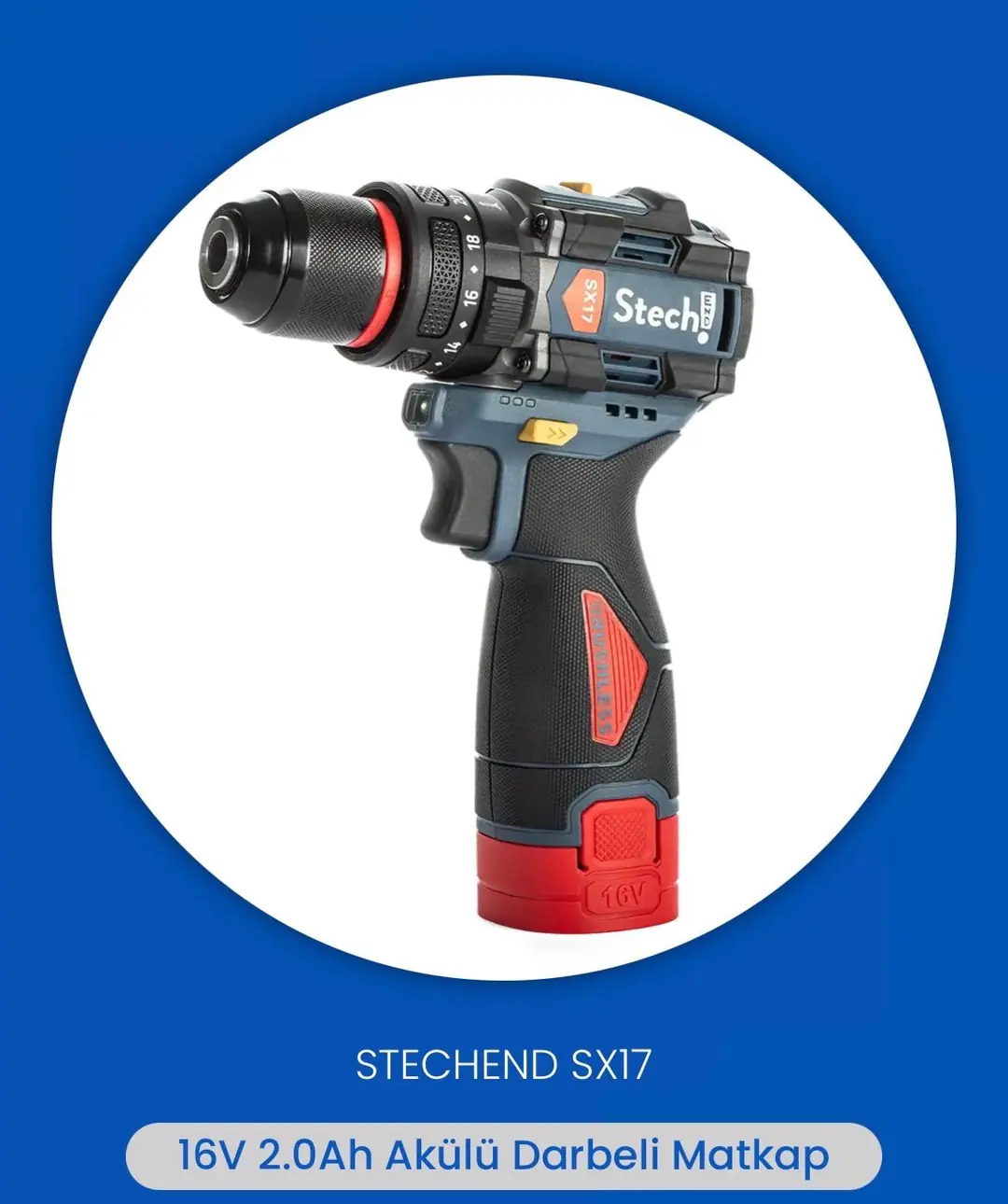 Ürün görseli: STECH END SX17 2X2 0 AH AKÜLÜ DARBELİ MATKAP