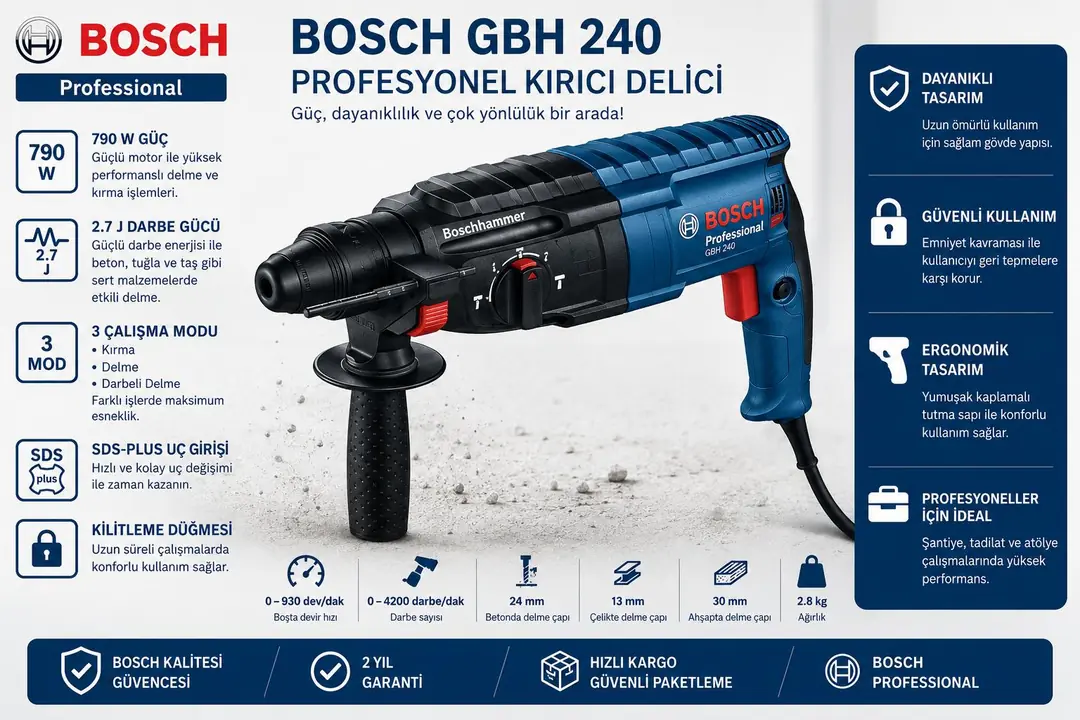 BOSCH GBH 240 SDS PLUS KIRICI-DELİCİ 0611272100