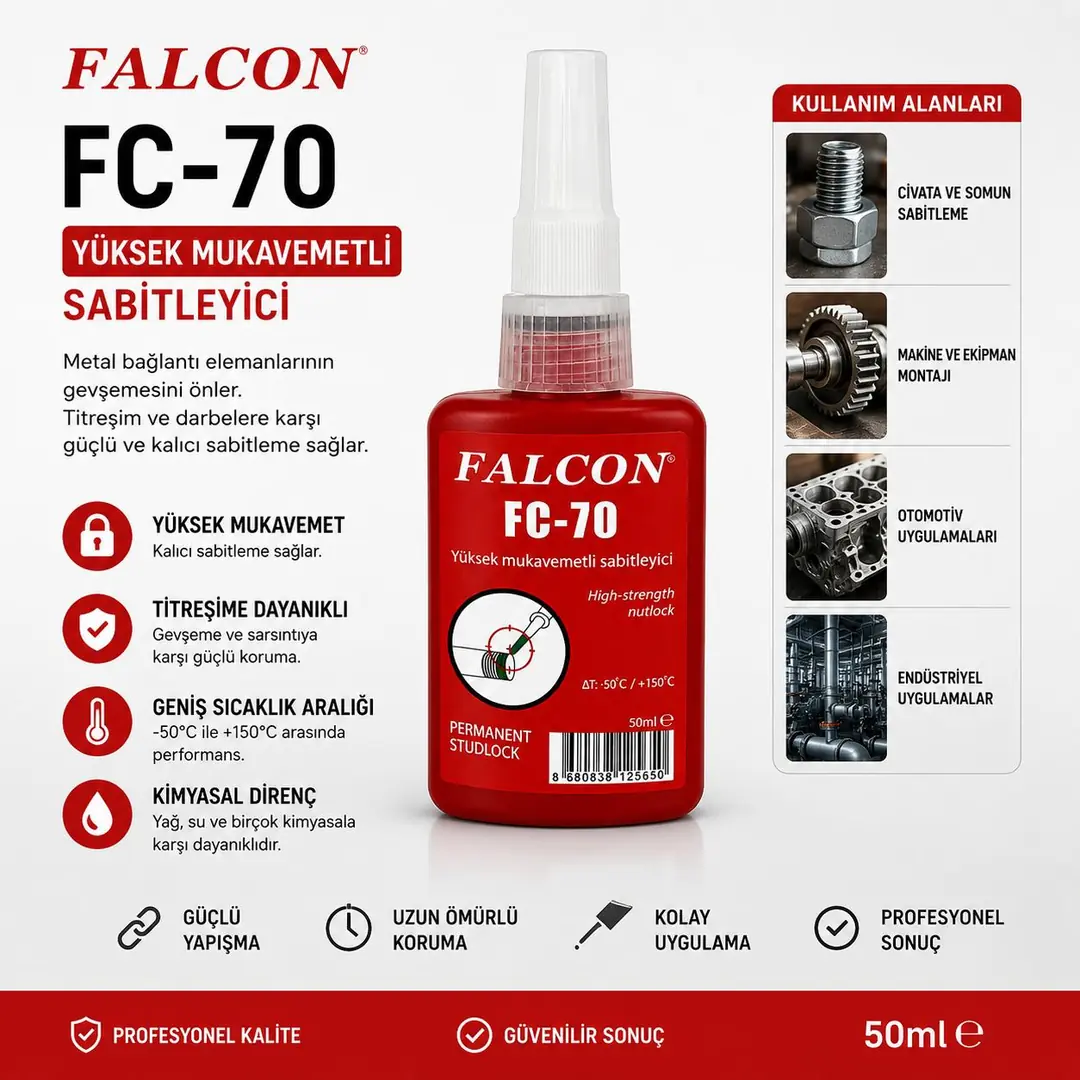 FALCON FC 70 CİVATA KENETLEYİCİ 50 ML