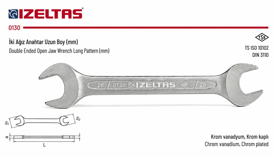İZELTAŞ UZUN İKİ AĞIZ ANAHTAR 6X7 mm 0130010607