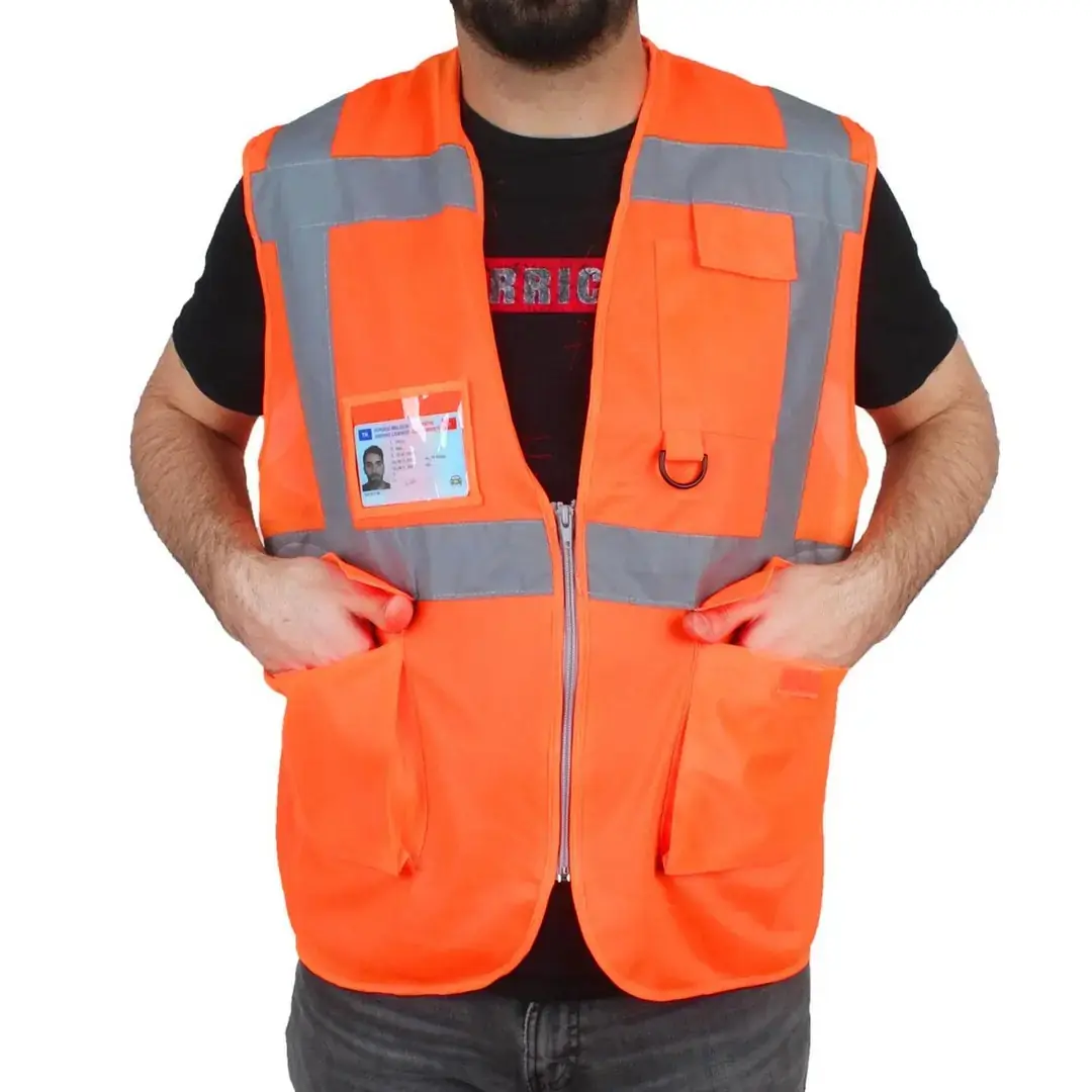 CEPLİ MÜHENDİS İKAZ YELEĞİ TURUNCU XL