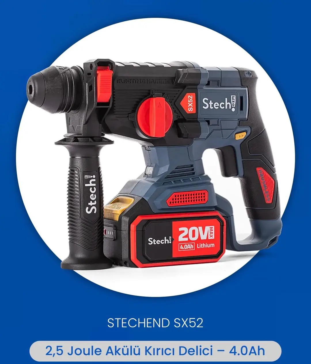 Ürün görseli: STECH END SX52 2X4 0 AH KÖMÜRSÜZ AKÜLÜ KIRICI DELİCİ 6 30 MM 2 05 KG