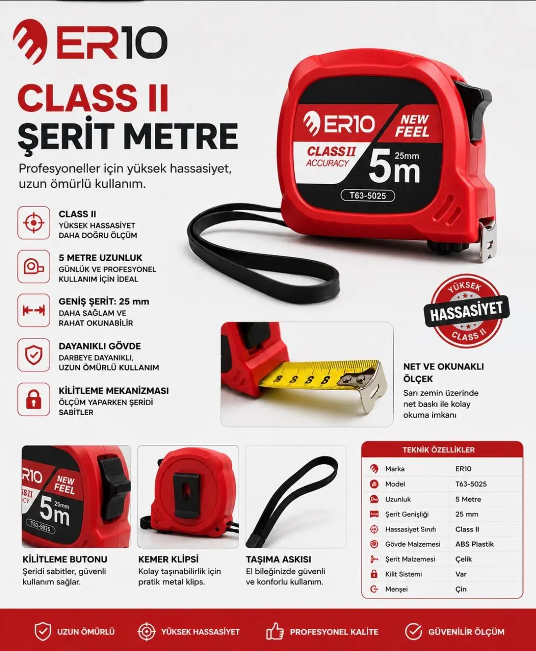 Ürün görseli: ER10 PLASTİK ABS ÇİFT KİLİTLİ 5X19 MM 5 MT T63 5019