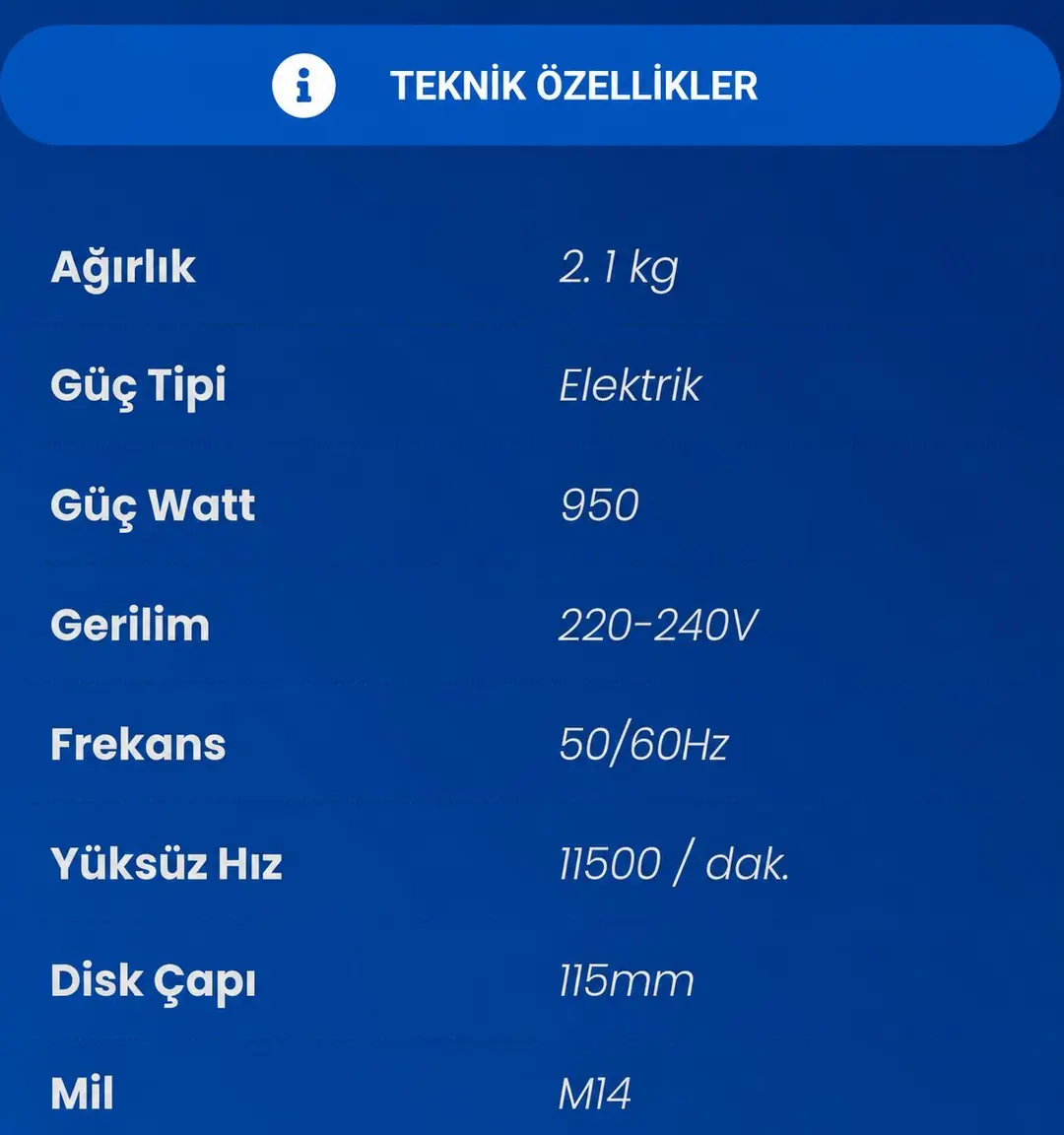 STECH END SAT95115 AVUÇ TAŞLAMA 115 MM 950W