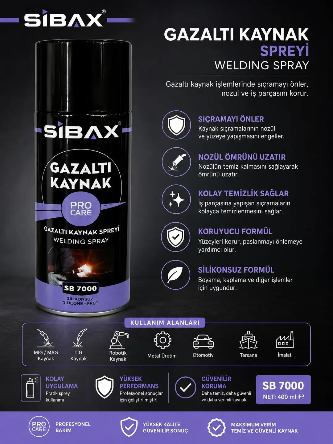 Ürün görseli: SİBAX GAZALTI KAYNAK SPREYİ 400 ML
