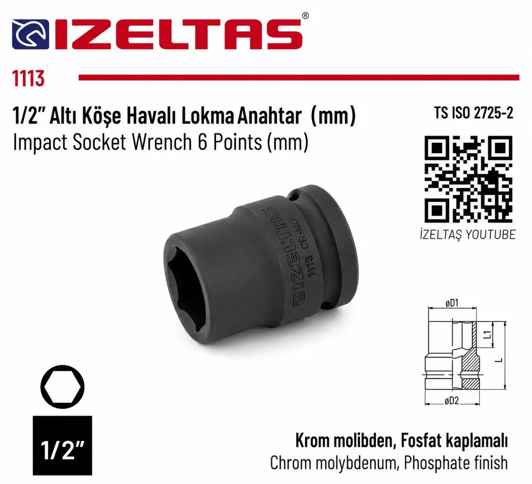 İZELTAŞ 1/2 HAVALI LOKMA 14 MM  1113067014