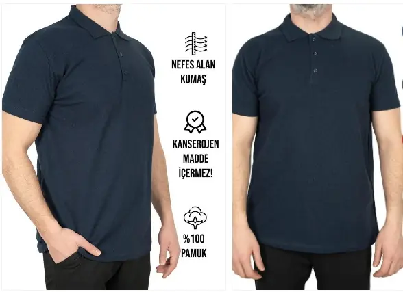 TİŞÖRT PİKE POLO YAKA LACİVERT KISA KOL S BEDEN