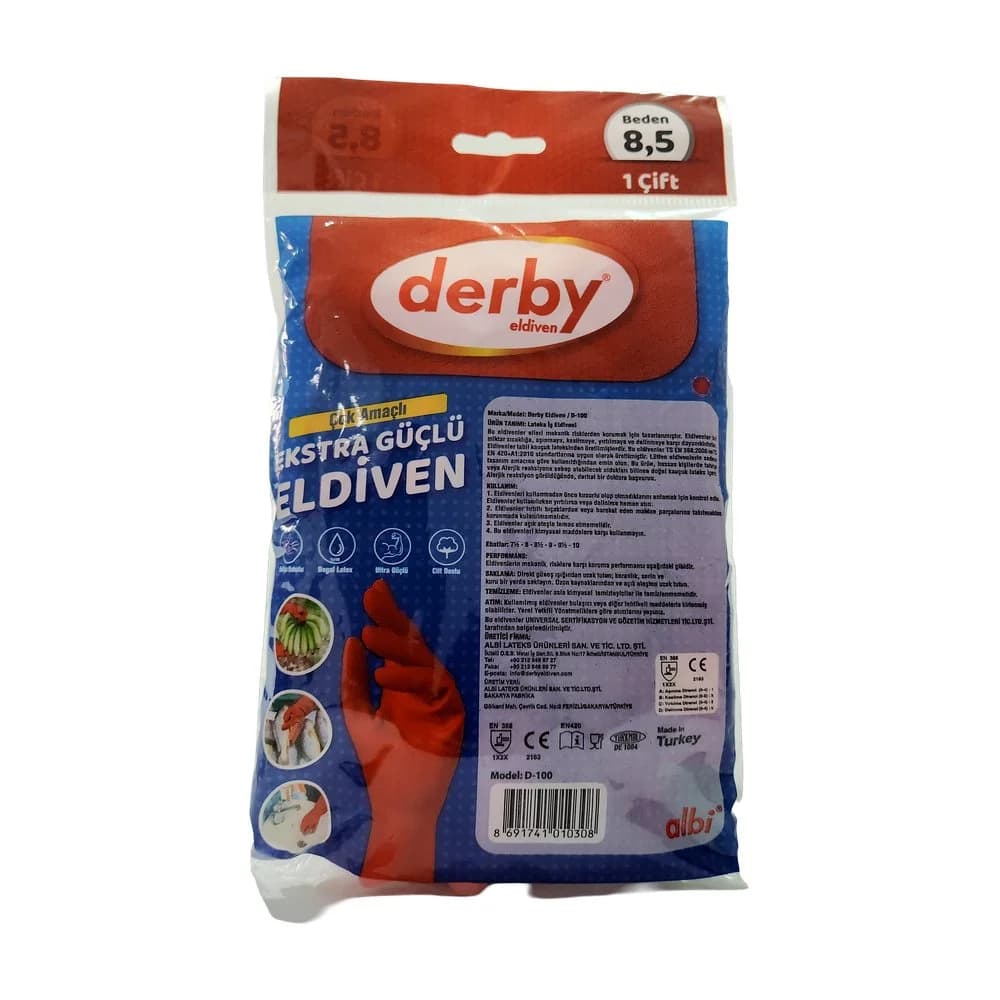 DERBY KIRMIZI LATEKS ELDİVEN NO: 8,5