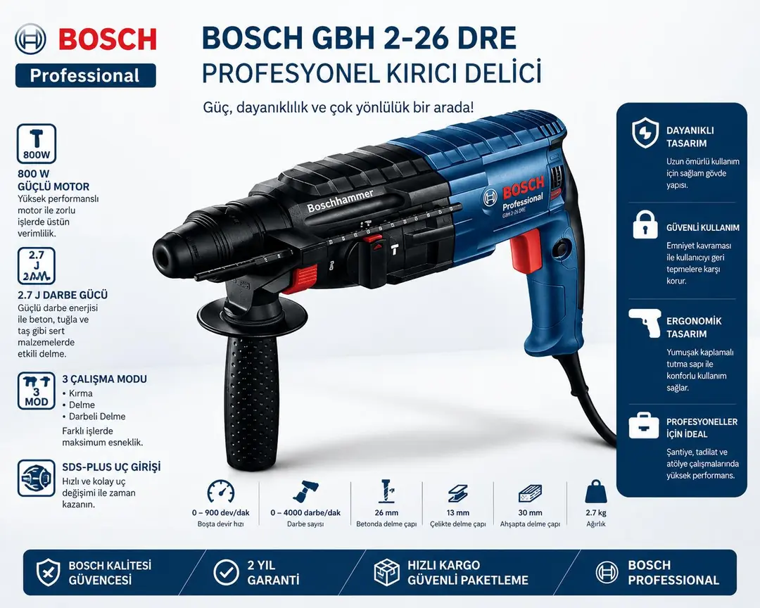 BOSCH GBH 2-26 DRE KIRICI-DELİCİ 0611253703