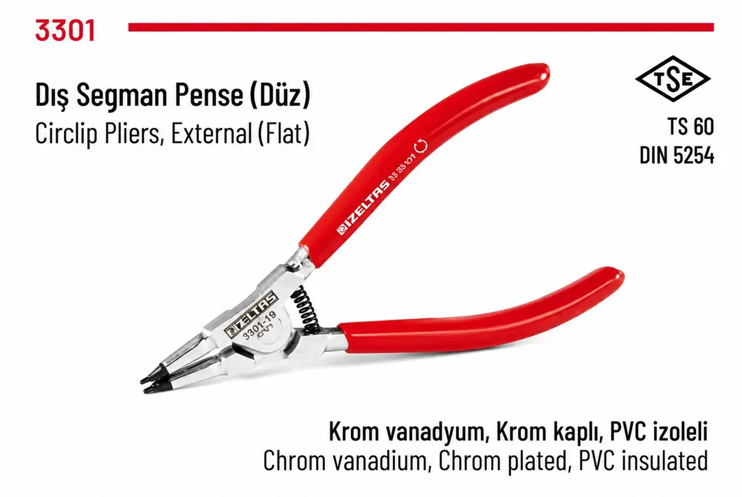 İZELTAŞ DIŞ SEGMAN PENSESİ DÜZ 180 mm 3301120180