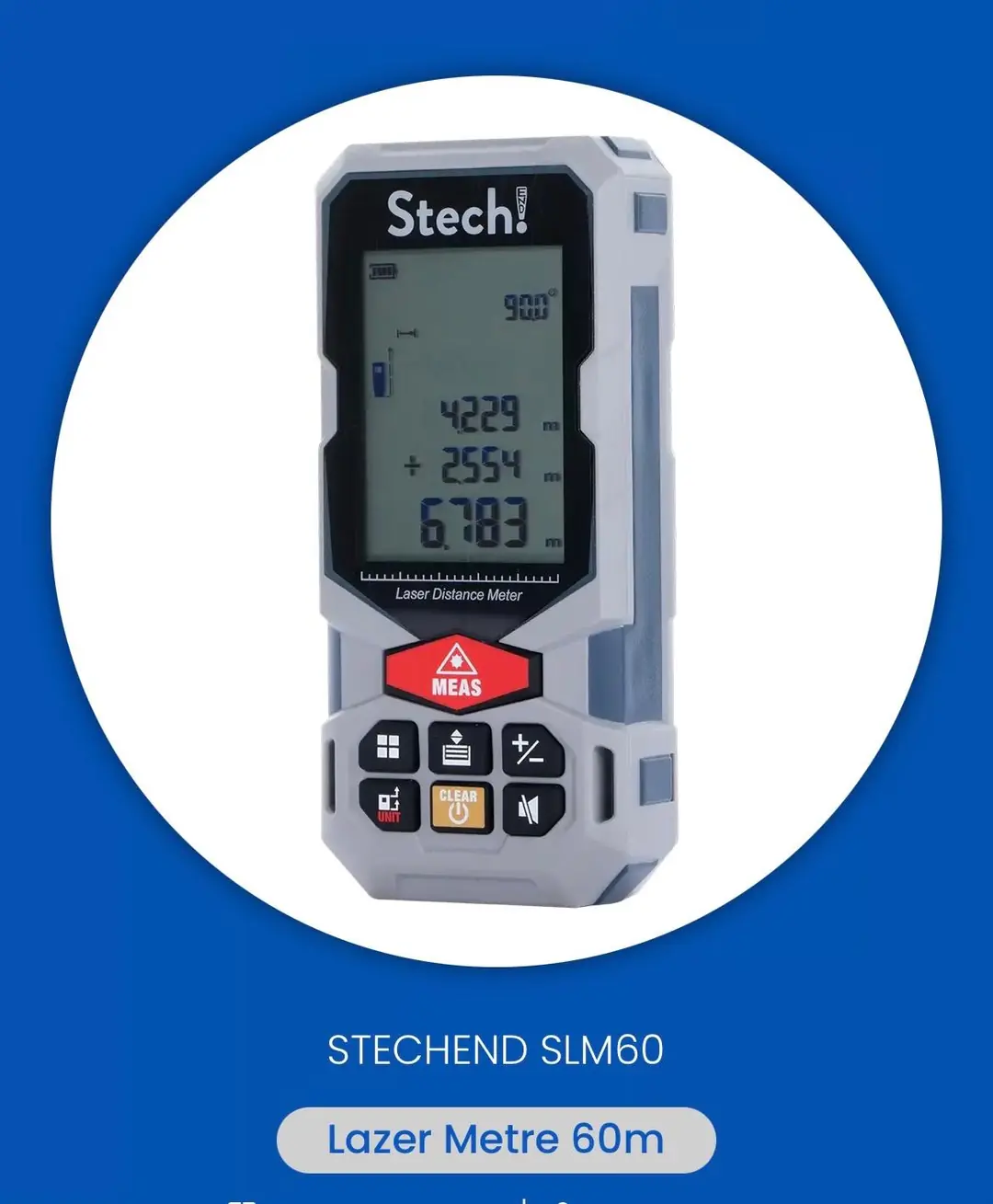 Ürün görseli: STECH END SLM60 LAZER METRE 60 METRE